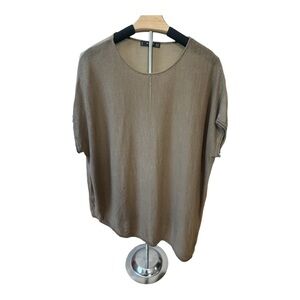 Mango Basics Beige Knit Top with Asymmetrical Hem Sz S GUC